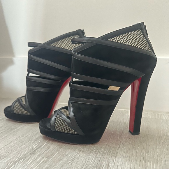 Great Condition Red Bottom Peep Toe Booties - Picture 2 of 8